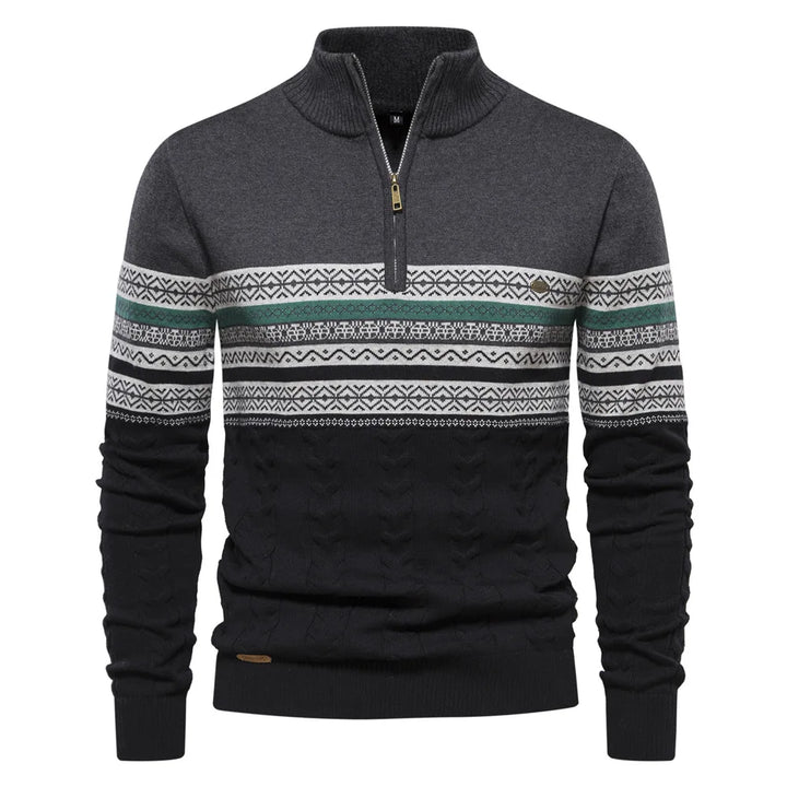 Alain | Fair Isle - Pull demi-zip