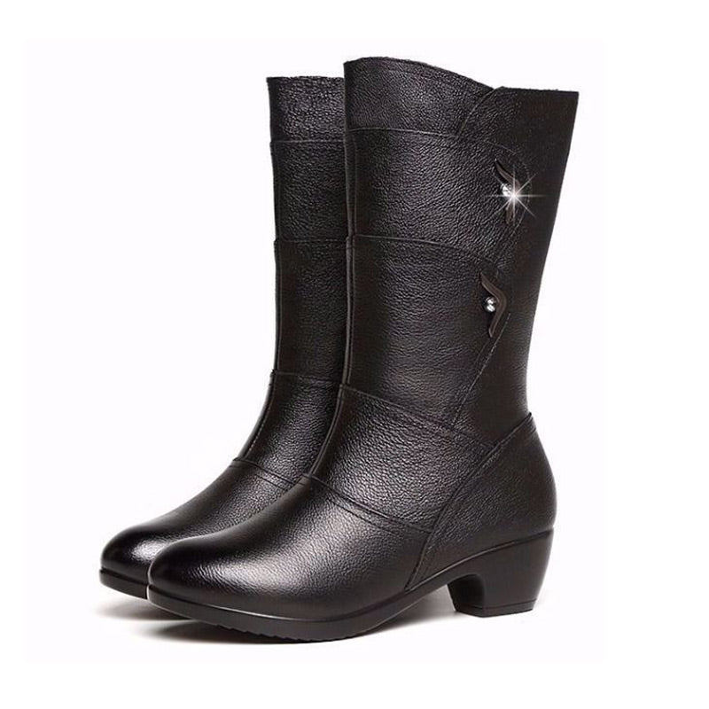 Allure | Bottines chaudes en cuir pour femme avec boucle latérale